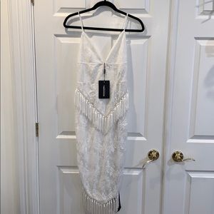 Pretty Little Thing White Lace Tassel Dress